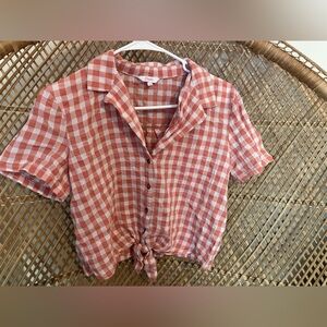 Candie's Pinkish, Peach and White Checkered Button-Down Shirt